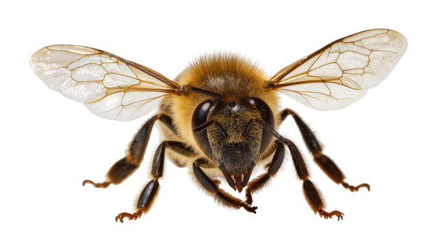 Honey bee insect macro detail with wings and legs