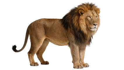 Majestic male lion with full mane standing profile view © Antonio