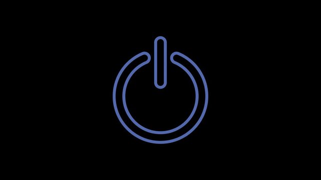 power button animation icon with blue loop on black background