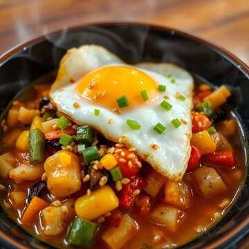 Spicy Korean Bibimbap Close-Up
