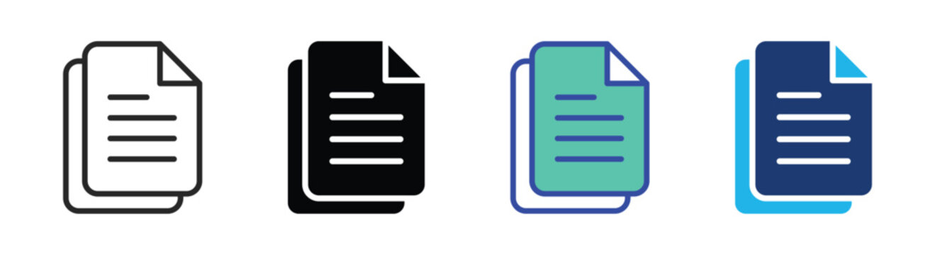 Document icon set multiple style collection
