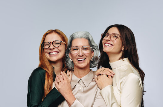 Women of different ages modeling eyewear in optometry campaign