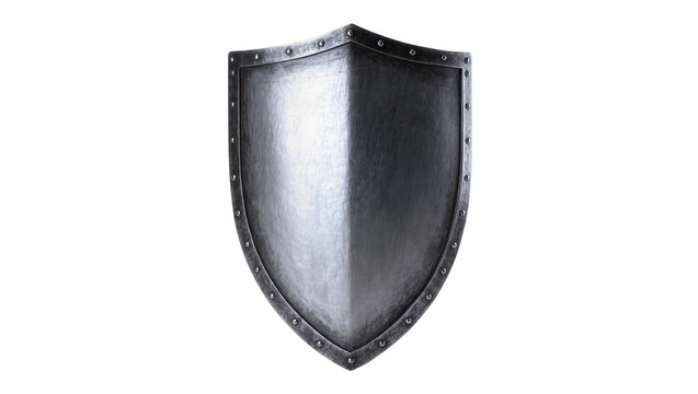 Medieval metal kite shield with rivets