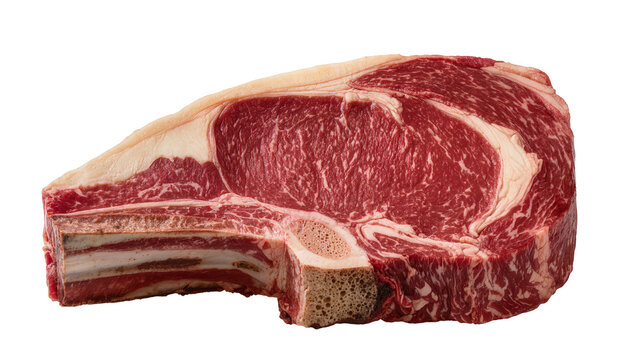 Raw beef rib steak with bone and marbling