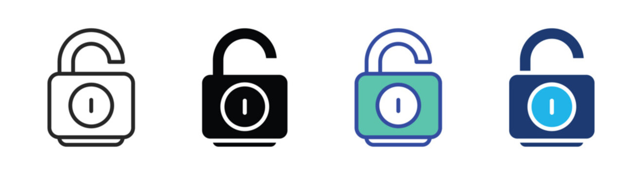Unlock icon set multiple style collection