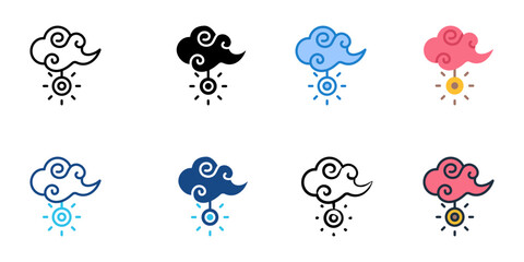 Fototapeta premium Jade ornament icons set multiple style collection. Editable stroke 