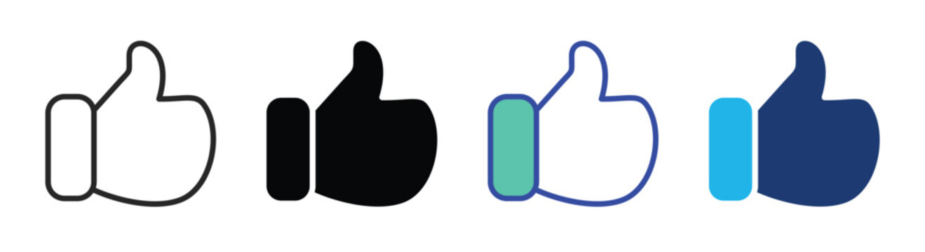Thumb up icon set multiple style collection
