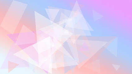 Fototapeta premium Geometric abstract background with translucent triangle shapes in soft pink, blue, and white gradients, creating a modern, calm tech-style backdrop.