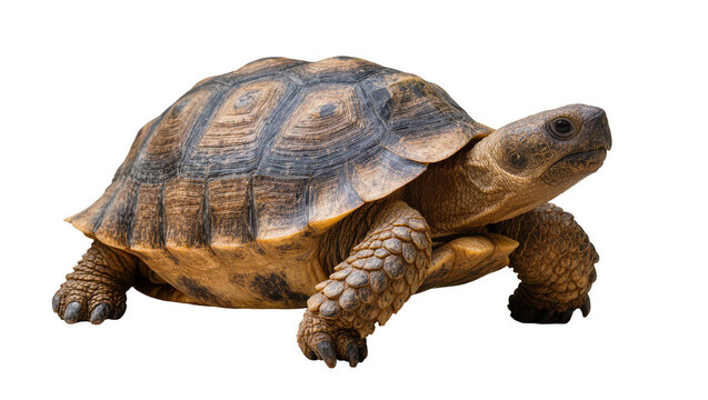 Tortoise reptile with textured shell and scaly legs