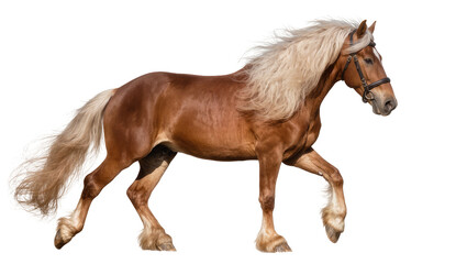 Chestnut draft horse with blonde mane and tail walking © Pablo