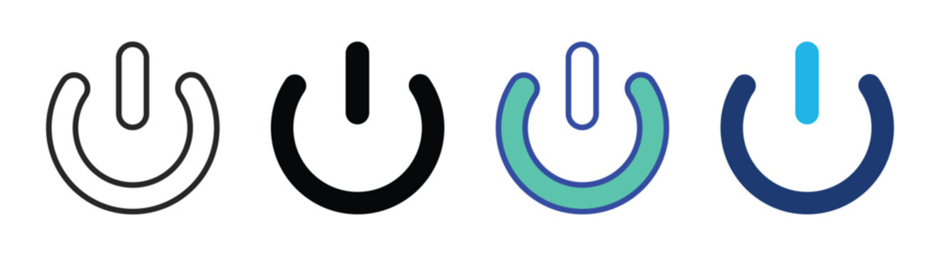 Power button icon set multiple style collection