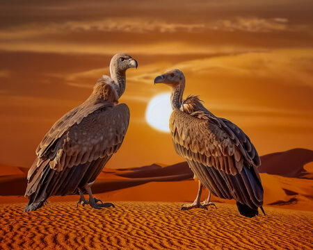 Zwei Geier in der Sahara