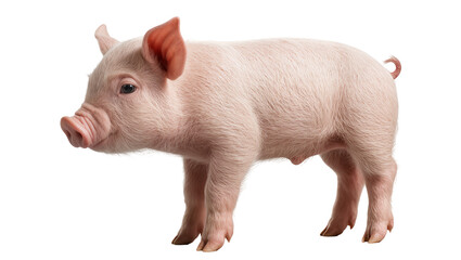 Pink piglet standing profile view © Pablo