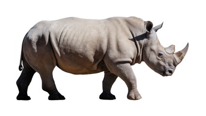 Obraz premium White rhinoceros walking side view, full body