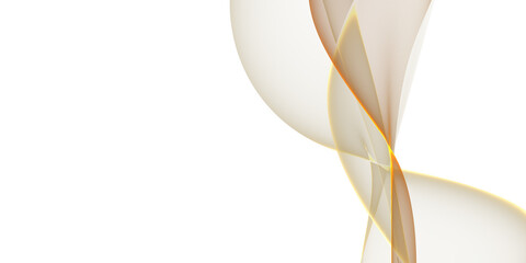 Fototapeta premium Abstract twisted ribbon of gold and beige on white