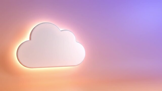 Cloud abstract minimal glowing gradient background soft light shape technology digital icon symbol white purple orange pastel smooth modern design isolated concept illustration bright clean data