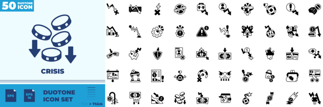 Crisis Duotone Editable Icons set