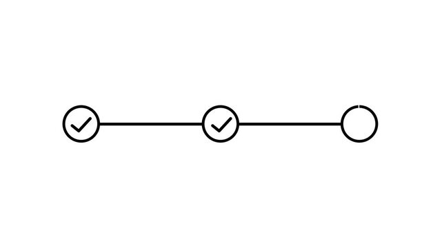 3 step infographic process with check mark. step by step process sign animation on white background,