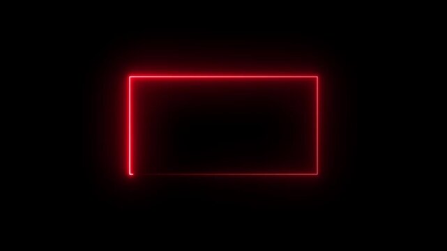 A rectangular frame is formed by two distinct neon light colors against a black background. animation