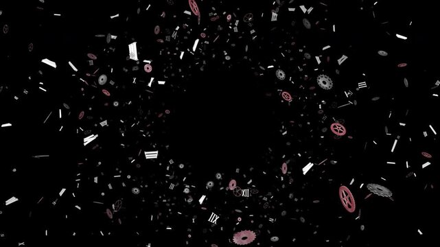 Pieces of Clock Technology Endless Animation, Background, on Alpha Channel Loop
