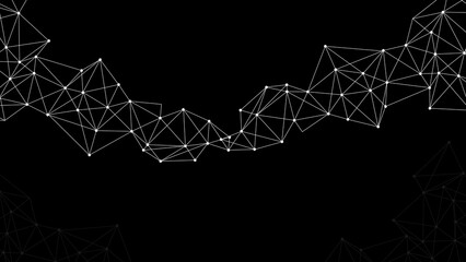 Abstract black technology background with white digital plexus network © madun