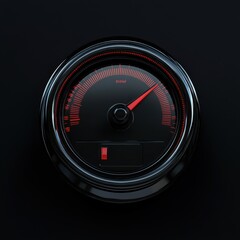 Naklejka premium Close-up of a sleek, black speedometer with red accents, showcasing precision and modern design.