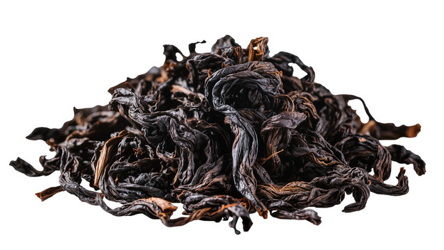 Dried dark oolong tea leaves pile