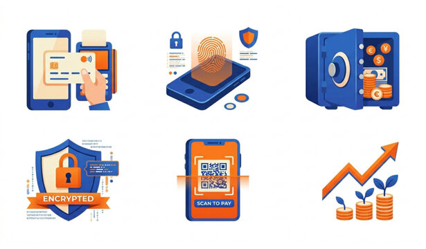 Fintech Digital Wallet and Contactless Mobile Payment Vector Icon Pack