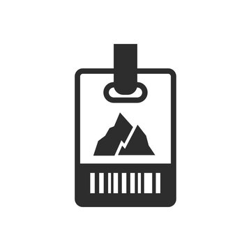 Ski resort pass card icon. Monochrome black and white symbol
