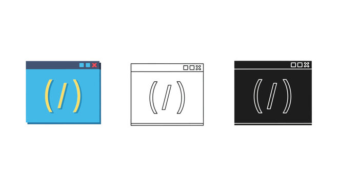 Code editor interface variations color outline and negative versions