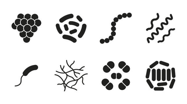 Set of various bacteria cells icons
