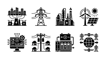 Naklejka premium Set of energy and power industry icons