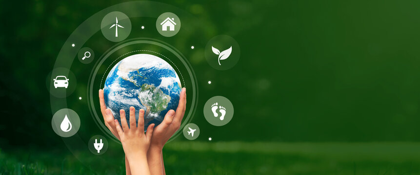 Ecology concept with hands holding earth globe