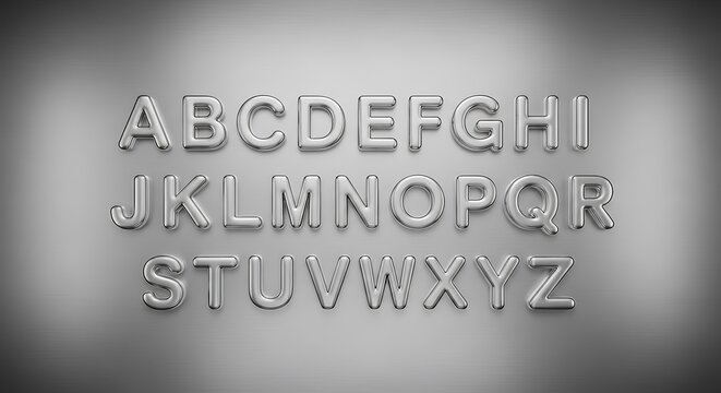 Alphabet letters in grayscale typography display.