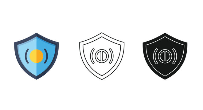 Tire pressure monitoring system icons color outline and silhouette versions