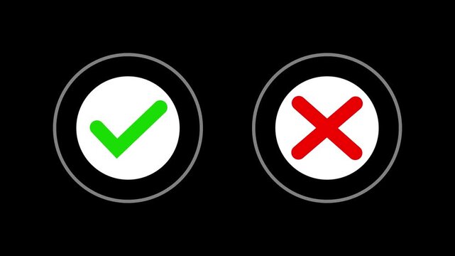 Red Cross Mark and Green Check mark icon.