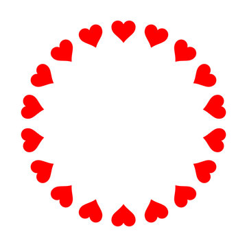 Red heart circle frame svg cut file. Isolated vector illustration.