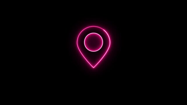 Glowing location icon animation on the black background.