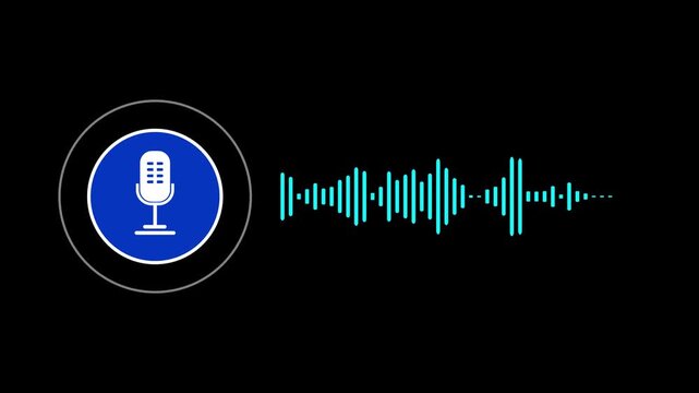voice recording and podcast mic microphone button icon animation video.