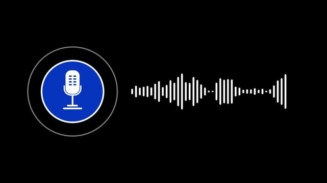 voice recording and podcast mic microphone button icon animation video.