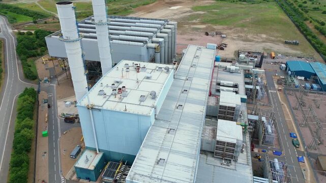 Aerial View of a Major Industrial Energy Hub and Power Grid Interconnector Station UK