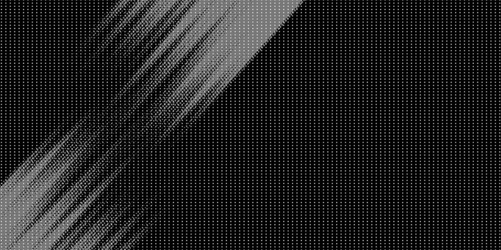 An abstract, high-contrast image featuring a dense grid of small squares that transitions from solid black at the top to white at the bottom, creating a dynamic, dissolving or fading effect across the