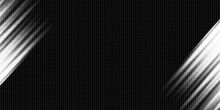 An abstract, high-contrast image featuring a dense grid of small squares that transitions from solid black at the top to white at the bottom, creating a dynamic, dissolving or fading effect across the