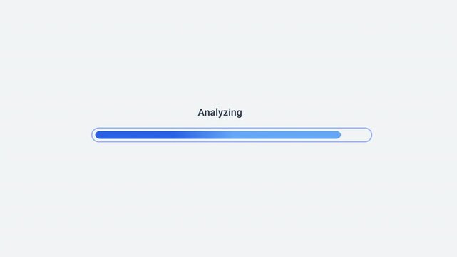 Animated analyzing progress indicator with smooth looping fill movement on a clean background. Ideal for data analysis, performance evaluation, system diagnostics, analytics workflows, and technology 