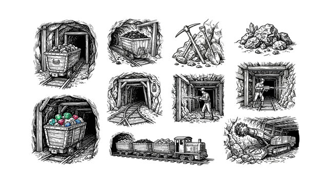 Set of mining industry elements