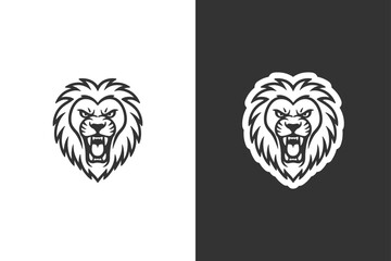 A stylized graphic icon of a roaring lions head with a prominent mane © DzgnVibe