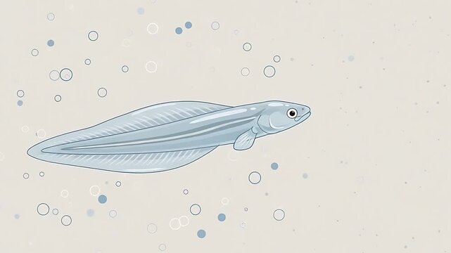 2D Animation of Eel Metamorphosis from Leptocephalus Larva Stage to Glass Eel Stage