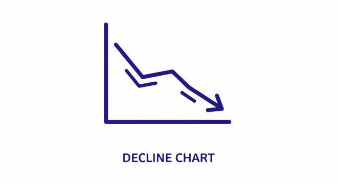 A dark blue line graph shows a downward trend with a sharp descent indicated by an arrow