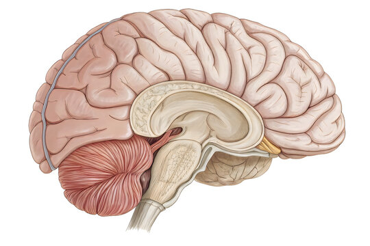 Human brain sagittal section illustration