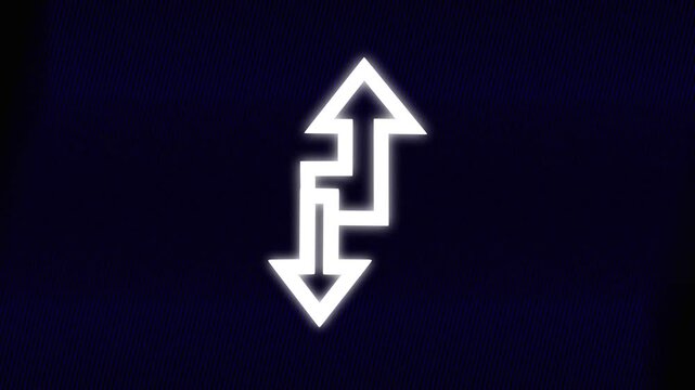 Neon glowing up and down arrows motion business growth and market fluctuation concept direction 4k video.